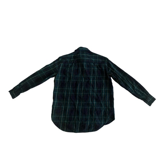Women XXS Madewell E1495 Oversized Boyshirt Irwin Plaid Button Green Blouse Top - Picture 3 of 4